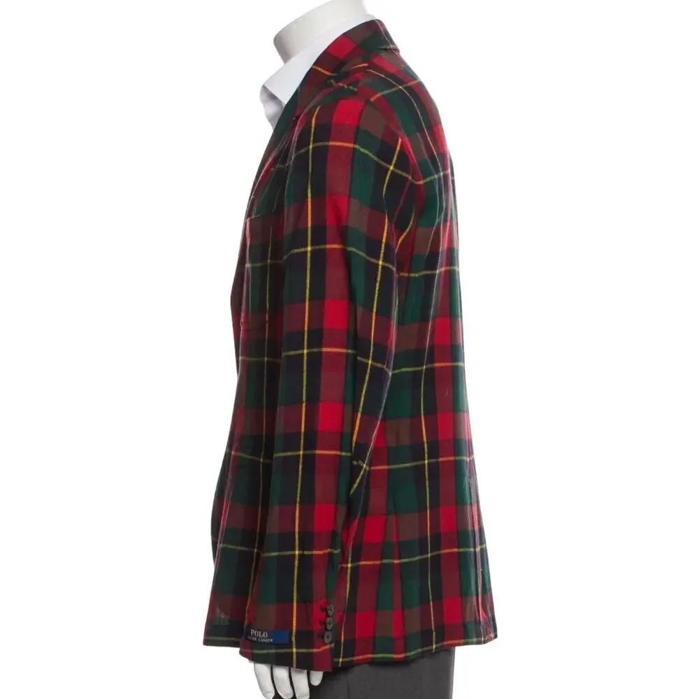 Polo Ralph Lauren Blazer Jacket Plaid Cotton Ultra Lightweight Men's Size XL
